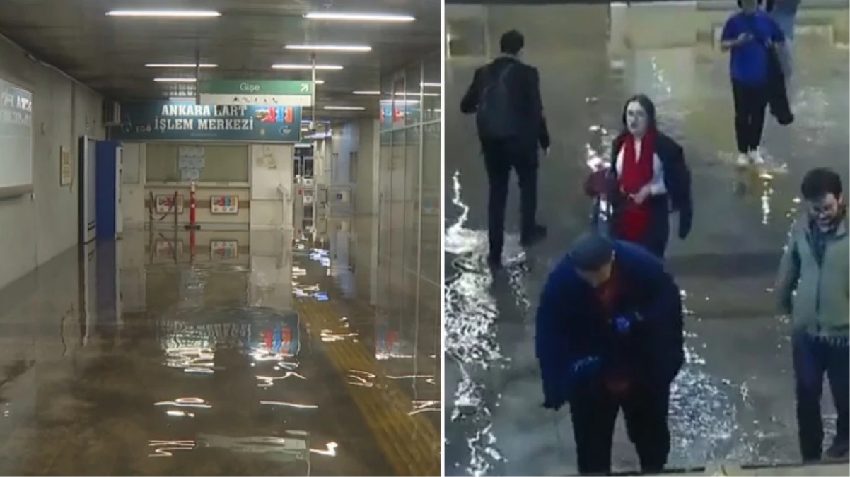 Ankara’da kuvvetli yağış sonrası metroyu su bastı! O anlar kamerada